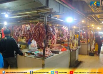 Stock Daging Sapi Cukup dan Pedagang Daging Berjualan Seperti Biasa