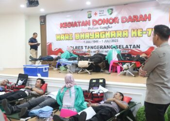 Sambut Hari Bhayangkara Ke-77, Polres Tangsel Gelar Donor Darah
