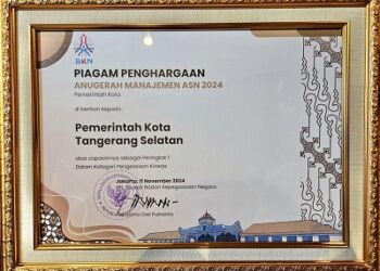 Pemkot Tangsel Raih Penghargaan Nasional Pengelolaan Kinerja Terbaik dari BKN