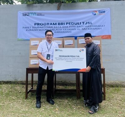 BRI BO Karawang Salurkan 2.000 Paket Sembako ke Yayasan Al Mu’awanah