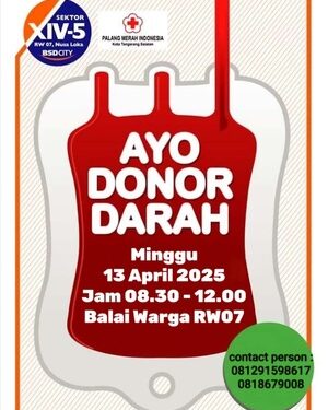 Warga RW 07 Sektor XIV-5 BSD City Gelar Aksi Donor Darah Bersama PMI