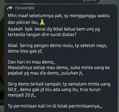 Beredar Tangkapan Layar Pemerasan Dibalik Demo, LBH Keadilan Sarankan Rektor UMJ Klarifikasi