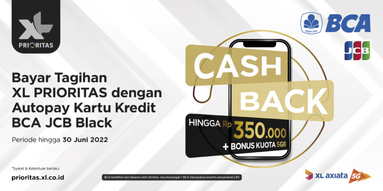 Bayar Tagihan XL PRIORITAS Pakai Autopay Kartu Kredit BCA JCB BlackAda Bonus Kuota dan Cashback hingga Rp 350 Ribu
