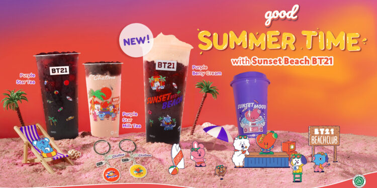 Chatime Rilis Merchandise Spesial Terbaru BT21Good Summer Time with Sunset Beach BT21