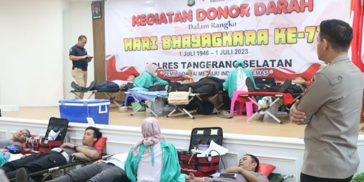 Sambut Hari Bhayangkara Ke-77, Polres Tangsel Gelar Donor Darah