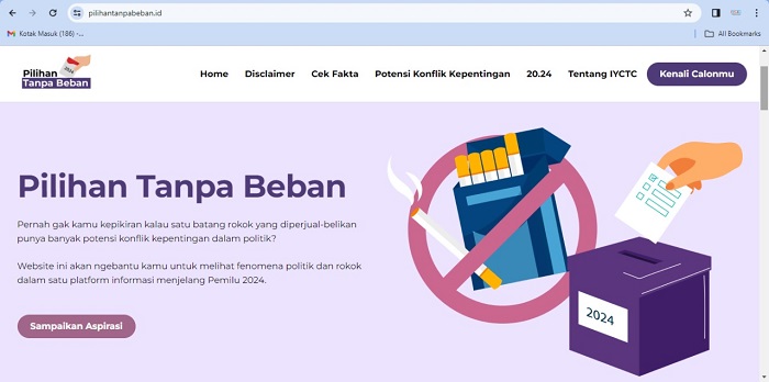Memilih Pemimpin Tanpa Beban Kepentingan: Website pilihantanpabeban.id Membantu Pemilih Muda Menentukan Pilihan Tanpa Kepentingan Industri Rokok