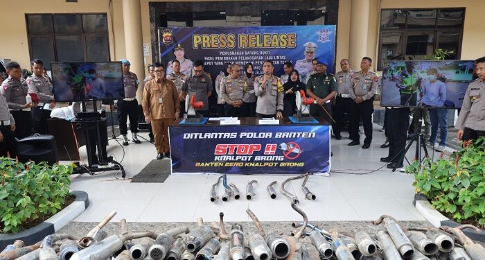 Ditlantas Polda Banten Musnahkan 1.023 Unit Knalpot Brong Hasil Sitaan