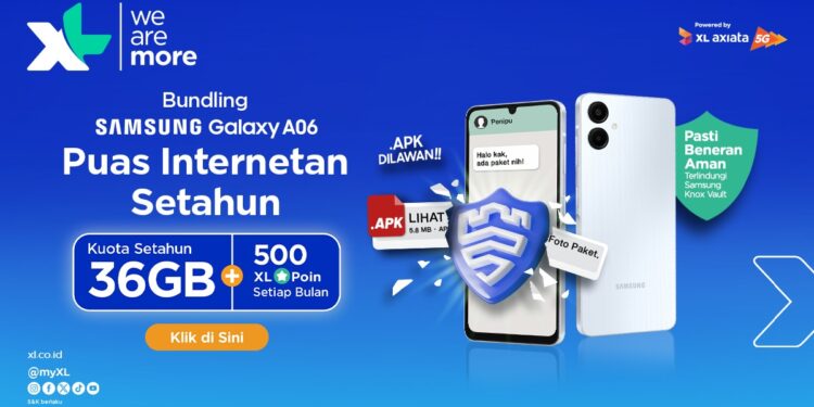 Kerja Sama XL Axiata – Samsung IndonesiaBeli Samsung Galaxy Seri A06, Gratis Paket Data 36GB Selama 12 Bulan