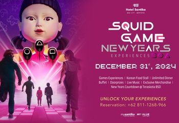 Foto Bareng Young Hee dan Rasakan Sensasi Permainan Squid Game Sambil Tahun Baruan di Hotel Santika BSD CITY!